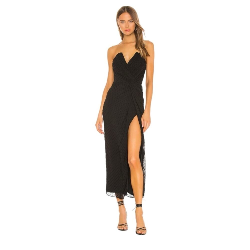 Katie May Strapless Midi Dress with Slit Black Size‎ Medium Elegant Party Gown